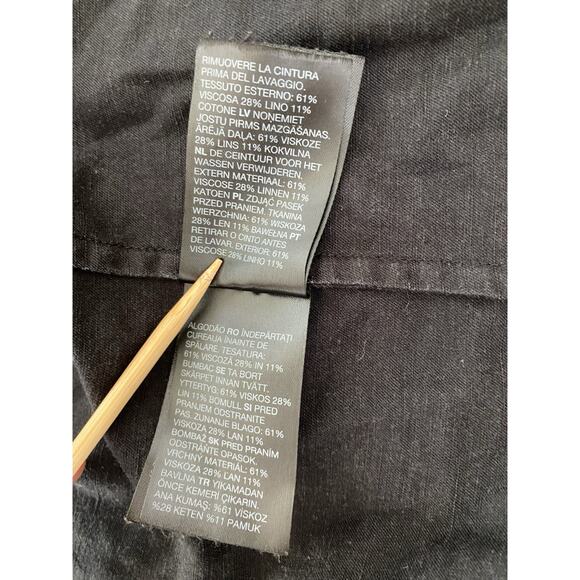 & Other Stories Women Black Trench Coat Sz 0 Linen Blend Lightweight Old Money - Picture 11 of 16